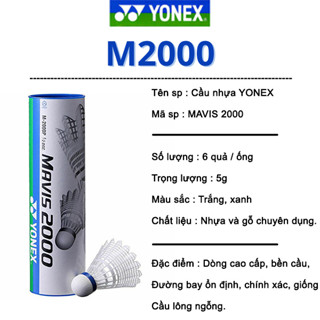 Cầu lông nhựa YONEX MAVIS 2000 chính hãng, hộp 6 quả, đường bay chính xác, giống cầu lông ngỗng