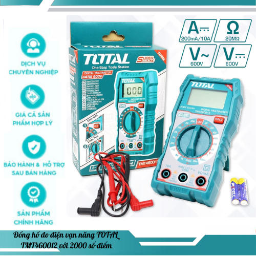 Đồng hồ đo điện vạn năng TOTAL TMT460012 có tính ứng dụng cao trong Đồng hồ màn hình LCD 2000 số đếm