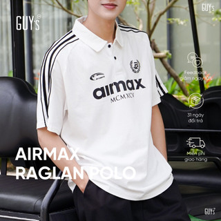 Áo Polo Nam GUY's Closet Airmax Raglan Polo - Cotton Thoáng Mát, Dáng Oversized - Trẻ Trung, Năng Động - Màu Đen, Trắng