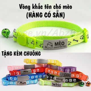 Vòng cổ khắc tên chó mèo (HÀNG CÓ SẴN), vòng cho thú cưng AbzBox