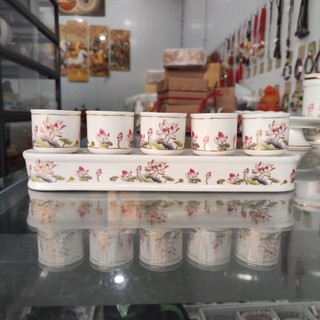 Bộ 5 ly nước thờ cúng gốm sứ hoa sen