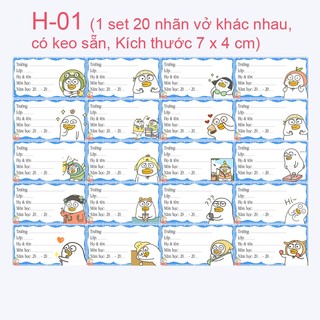 Nhãn vở thú mỏ vịt - Nhãn dán thú mỏ vịt
