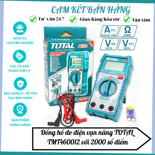 Đồng hồ đo điện vạn năng TOTAL TMT460012 có tính ứng dụng cao trong Đồng hồ màn hình LCD 2000 số đếm