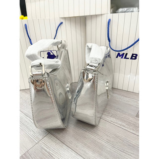 [ Hàng xuất L1 ] Túi kẹp nách MLB bạc Silver da bóng