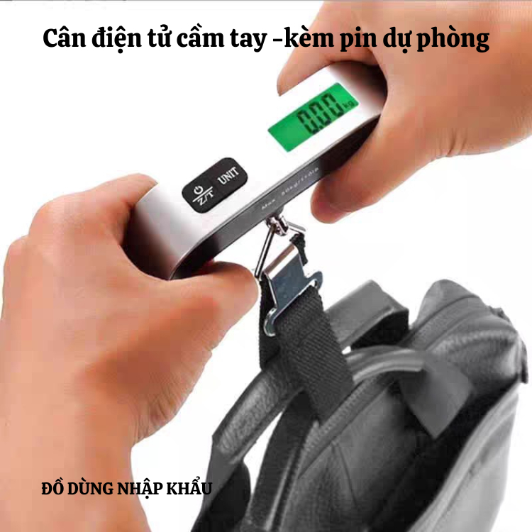 Cân điện tử cầm tay cân đi chợ bỏ túi cân hành lý đến 50kg-Kèm pin dự phòng
