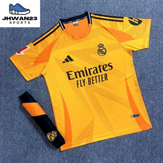 Bộ quần áo bóng đá Real Madrid Cam sân khách 24 25 - Quần đen - Thun lạnh Poly 2025