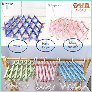 Móc chùm phơi đồ 29 kẹp cao cấp Honper có thể gấp gọn, có tem phụ.