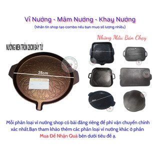 Chảo nướng Hàn Quốc vỉ nướng bếp ga chống dính có rãnh size 20 - 22 - 24 - 26 - 28cm