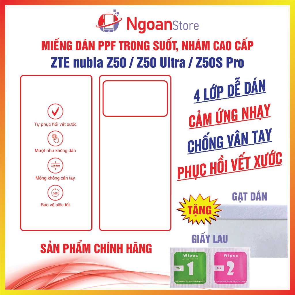 Miếng dán PPF ZTE nubia Z50 / Z50 Ultra / Z50S Pro chống vân tay phục hồi vết xước - Ngoan Store