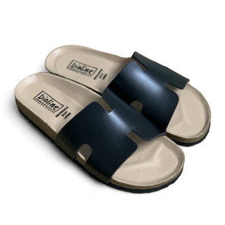 PUK04- Dép đế trấu BIRKEN chữ H chống nước Unisex da PU, dép đi trong nhà chính hãng BIOLINE