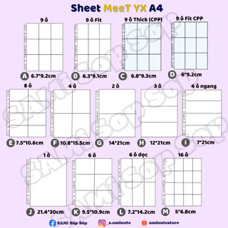 Sheet MeeT YX A4 1 mặt trang binder A4 đựng card sưu tầm thẻ bài
