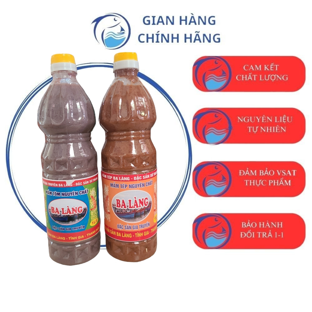 (Combo Mắm tôm +Mắm Tép ) Mắm Tôm Mắm Tép Ba Làng Thanh Hóa loại đặc biệt mỗi chai 1kg.