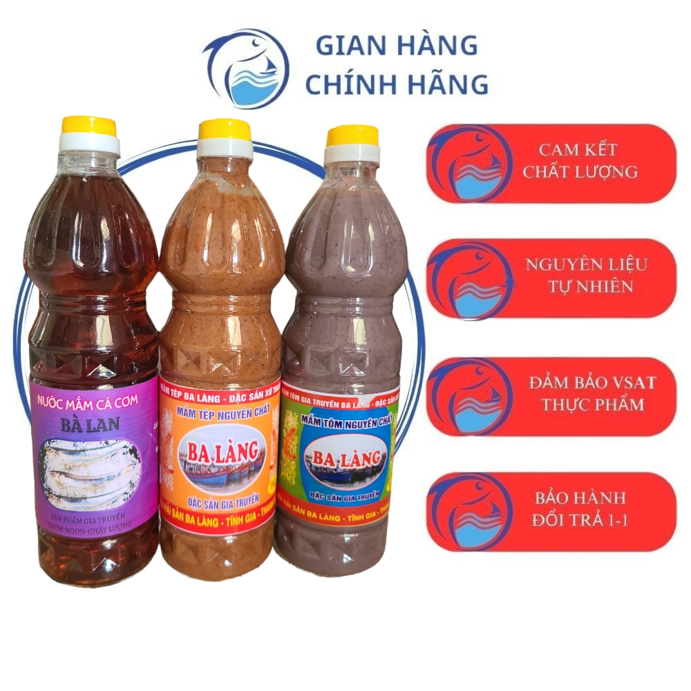 (Combo Mắm tôm +Mắm Chắt + Mắm Tép ) Mắm Tôm Mắm Chắt Ba Làng Thanh Hóa loại đặc biệt mỗi chai 1kg.