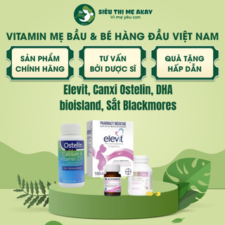 Vitamin bầu trọn bộ combo elevit, canxi ostelin, dha bầu bio island, sắt blackmores - mẹ akay