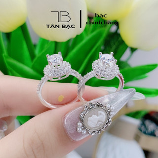 Nhẫn bạc ta đá tròn , from đá cao chuẩn ôm tay - TÂN BẠC STORE