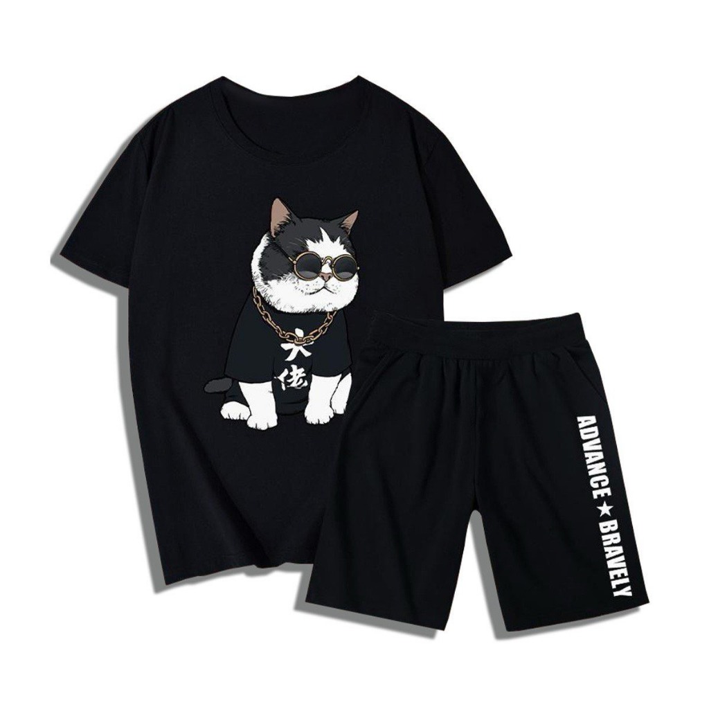 ĐỒ BỘ THỂ THAO IN HÌNH CON MÈO ĐEO MẮT KÍNH SIÊU NGẦU