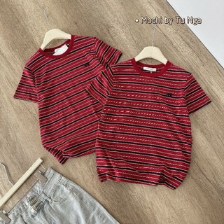 Áo phông kẻ đỏ nơ đá hàng QC