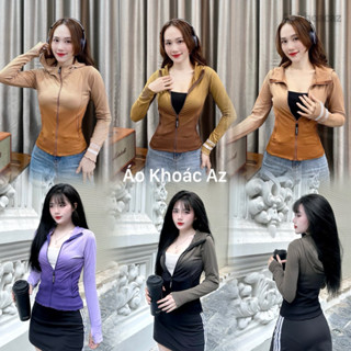[Hỏa Tốc][36-70kg] Áo Khoác Nữ Form Lỡ Vải Thun Dệt Kim Ôm Body Mẫu Mới [Loang-Viền Tay]. Áo Khoác Nữ Tập Gym, Yoga