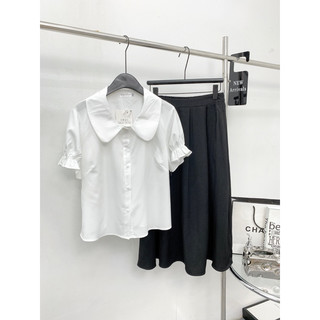 bigsize (60-100kg)sét áo somi mix chân váy(kèm ảnh thật chụp sàn)