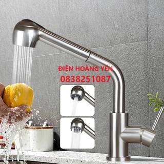 Vòi rửa chén dây rút nóng lạnh inox 304