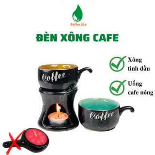 Bộ đèn xông tinh dầu/ tách đun hâm nóng cafe tiện lợi gốm sứ Bát Tràng