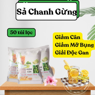 Trà Giảm Cân Sả Chanh Gừng, Giảm Mỡ Bụng, 50 túi lọc, Giảm Cân, Giảm Eo - Trà Đông Y Việt