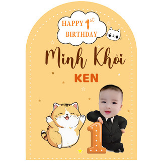 Baner, phông bạt sinh nhật, thôi nôi , đầy tháng bé trai bé gái hình U