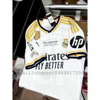 Bộ Áo Đấu CLB Real Madrid Sân nhà 23/24 Màu Trắng CK C1 vải gai full patch nhung
