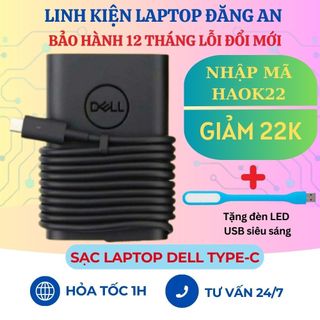 Sạc Laptop DELL Oval 65W - sạc Dell Type C ,sạc máy tính DELL Type C/ sạc Laptop Type C  BH 12 Tháng