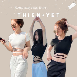 Áo kiểu DÂY CỘT EO TAY NGẮN nữ croptop//Thiên Yết