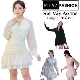 Đầm Nữ Đi Dự Tiệc Du Lịch Thiết Kế Váy Tiểu Thư Nút Bọc Dáng Tay Dài Voan Nhẹ Nhàng Sang Chảnh Trang Trọng MT97 FASHION