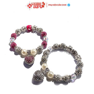 Vòng tay đá pha lê đính charm nam nữ sweatie heart access