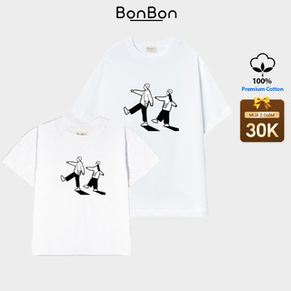 Áo đôi nam nữ, áo couple tay lỡ, baby tee 100% thun cotton in hình dễ thương BonBon - AD100