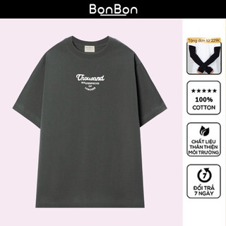 Áo thun tay lỡ, áo phông oversize 100% cotton, co giãn 2 chiều, cổ bo tròn, hình in Pet có thể giặt máy BonBon - AC1002