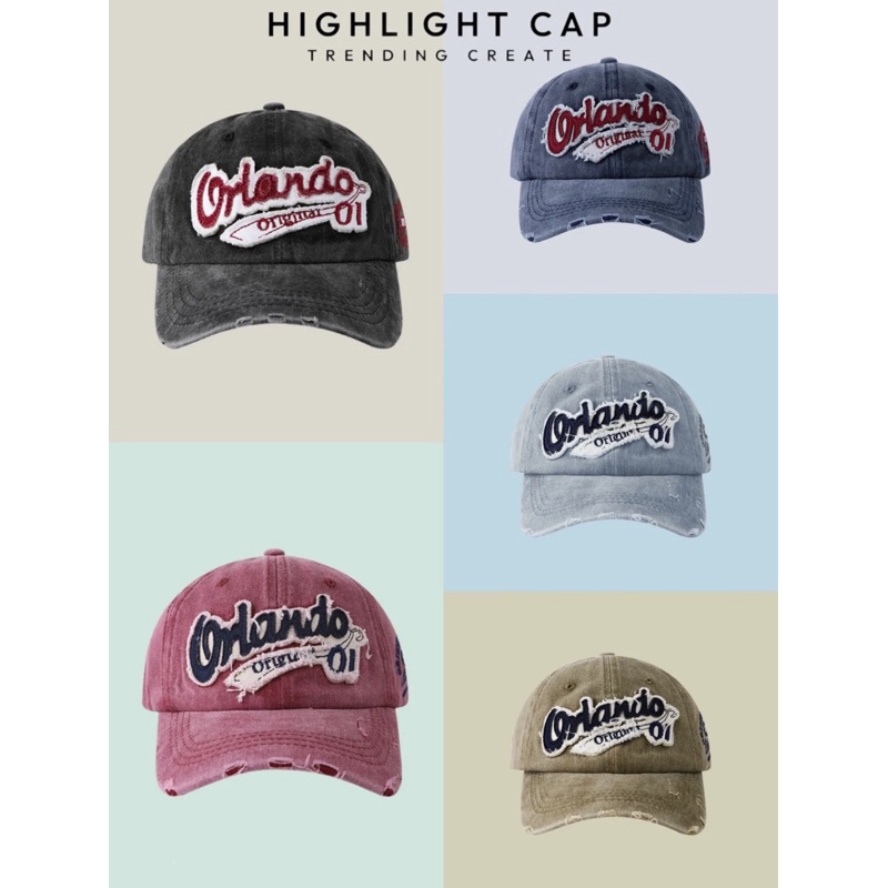 Mũ lưỡi trai HIGHLIGHT CAP thêu chữ Orlando, nón form mềm phong cách chất
