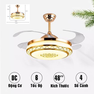 [48inch, Gió mạnh] SLY6160 Đèn quạt trần cánh cụp xòe, Quạt trần Đèn phòng Khách, Phòng ngủ, Nhà Bếp