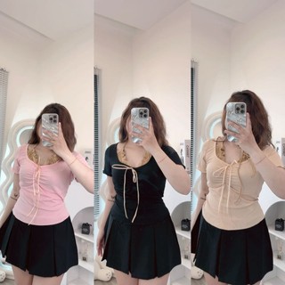 Áo thun cổ yếm co giãn