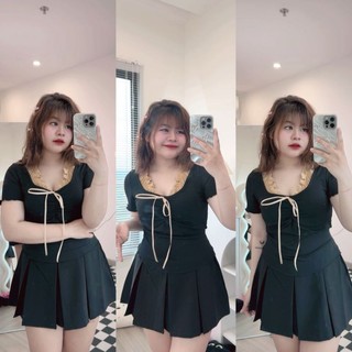 [bigsize 60_90kg] Áo thun cổ yếm co giãn