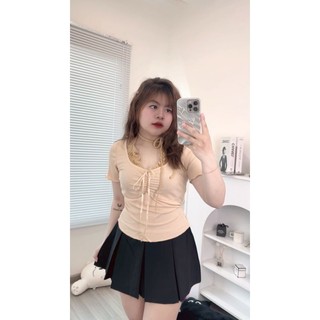 [bigsize 60_90kg] Áo thun cổ yếm co giãn