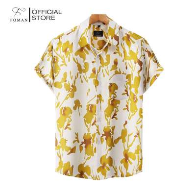Áo sơ mi tay ngắn nam F FOMAN chính hãng Yellow Grass, vải Lụa thoáng mát, mềm mịn, không nhăn