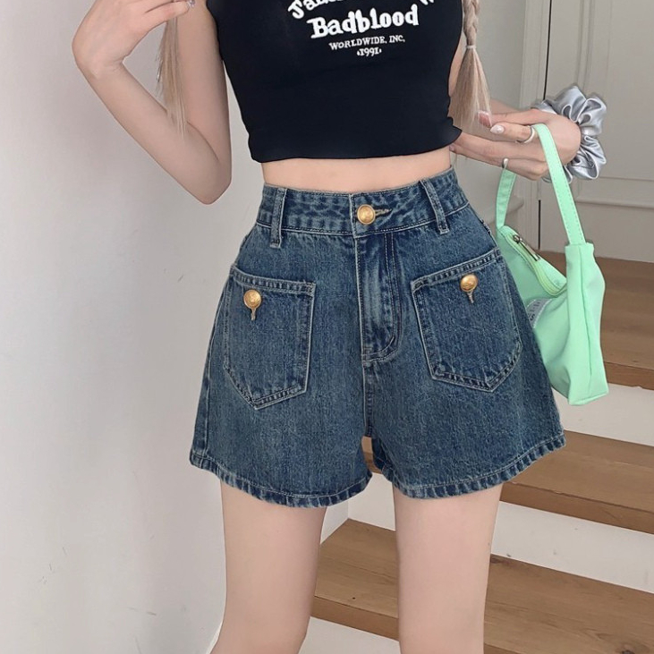Quần Jean Short Nữ, quần đùi bò nữ Mùa Hè Mỏng Thiết Kế Phù Hợp Với Retro Đơn Giản Q39