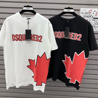 Áo  thun tay lỡ họa tiết lá đỏ dsq in trước sau mã mới freesize nam nữ unisex form rộng chất cotton cháy phố 2024