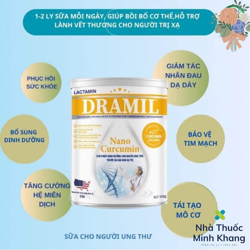 Sữa Bột Lactamin Dramil - Sữa Nano Nghệ Chuyên Biệt Cho Bệnh Nhân Ung Thư Tăng Cường Miễn Dịch.Hộp 9