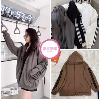 Áo khoác nỉ trơn 3 sọc - Khoác ba vạch đơn giản cho học sinh