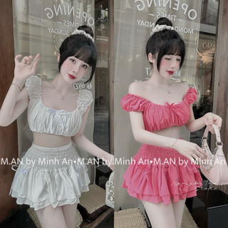 Set váy chun thô bèo dạo phố xinh có lót quần
