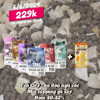 Hạt Teb City (Teb E) 1.5kg không độn ngũ cốc , topping gà sấy, đạm cao cho mèo - PUNSI pet shop
