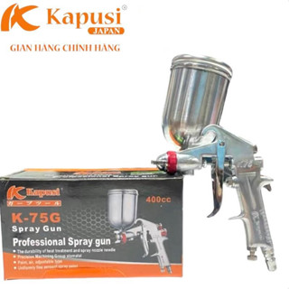Súng phun sơn khí nén có chỉnh gió Kapusi Japan, đầu béc 1.5mm, 4 và 10 lỗ péc phun, bình chứa 400ml - Hàng chính hãng