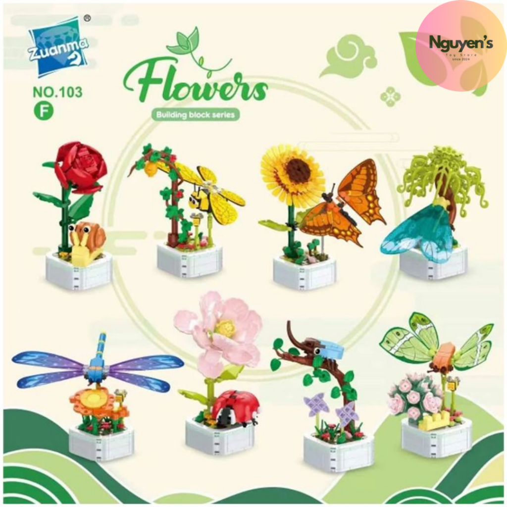 Mô hình lắp rắp Côn trùng và Hoa - Insect Series - 103F3, 103F4, 103F5, 103F6, 103F8 - Zuanma