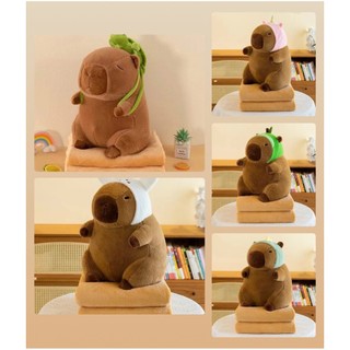 Chăn gối gấu bông CABYBARA, bộ chăn gối văn phòng hình thú nhồi bông cho bé mang đi học tiện lợi