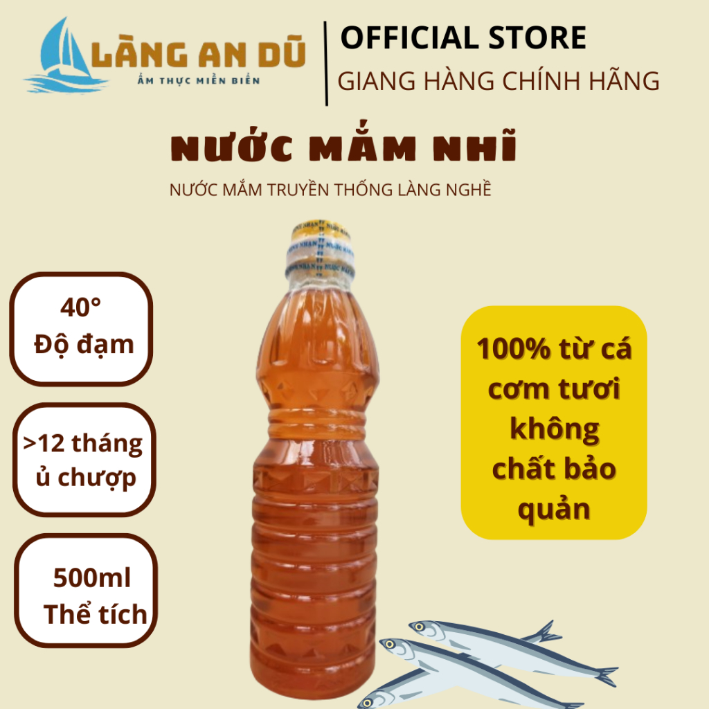 [Bình Định] 1 lít Nước Mắm nhĩ cá cơm than loại đặt biệt